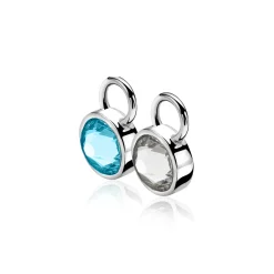 ZINZI zilveren oorbedels blauw wit ZICH1006A (zonder oorringen)