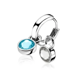 ZINZI zilveren oorbedels blauw wit ZICH1006A (zonder oorringen)