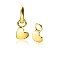 ZINZI zilveren oorbedels 14K geel verguld hartvorm 8mm ZICH1826G (zonder oorringen)