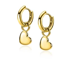ZINZI zilveren oorbedels 14K geel verguld hartvorm 8mm ZICH1826G (zonder oorringen)