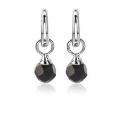 ZINZI zilveren oorbedels zwarte bead 6mm ZICH1749Z (zonder oorringen)