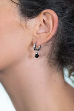 ZINZI zilveren oorbedels zwarte bead 6mm ZICH1749Z (zonder oorringen)