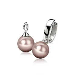ZINZI zilveren oorbedels parel rond champagne 10mm ZICH266C (zonder oorringen)