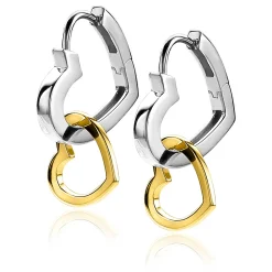 ZINZI zilveren oorbedels 14K geel verguld 12mm open harten ZICH2197G (zonder oorringen)