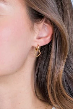 ZINZI zilveren oorbedels 14K geel verguld 12mm open harten ZICH2197G (zonder oorringen)
