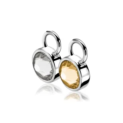 ZINZI zilveren oorbedels champagne wit ZICH1006C (zonder oorringen)