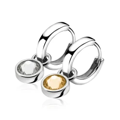 ZINZI zilveren oorbedels champagne wit ZICH1006C (zonder oorringen)