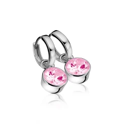 ZINZI zilveren oorbedels roze ZICH186R (zonder oorringen)