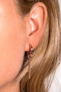 ZINZI zilveren oorbedels rosé verguld gourmet ketting 30mm ZICH1694R (zonder oorringen)