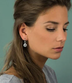 ZINZI zilveren oorbedels peervormig wit ZICH1303