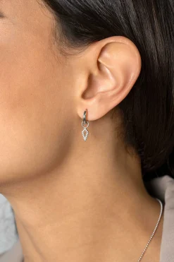 ZINZI zilveren oorbedels in vliegervorm bezet met witte zirconia's 15mm ZICH2497 (zonder oorringen)