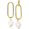 ZINZI zilveren oorbedels 14K geel verguld 43mm ovaal witte parel ZICH2188G (zonder oorringen)