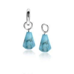 ZINZI zilveren oorbedels in kegelvorm met turquoise howliet edelstenen 8mm ZICH2256T (zonder oorringen)