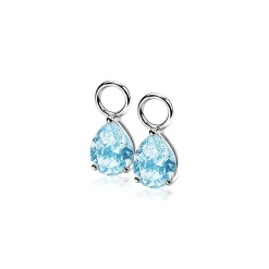 ZINZI zilveren oorbedels peervormig blauw ZICH1302B (zonder oorringen)