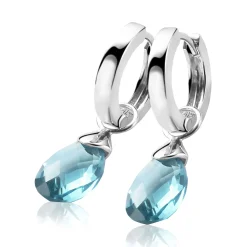 ZINZI zilveren oorbedels turquoise ZICH1171T (zonder oorringen)