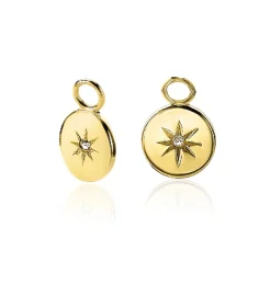 ZINZI zilveren oorbedels 14K geel verguld rond 10mm zon witte zirconia ZICH1994G (zonder oorringen)