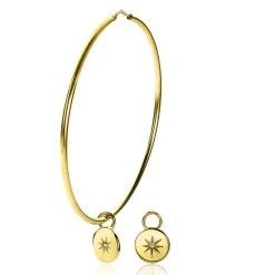 ZINZI zilveren oorbedels 14K geel verguld rond 10mm zon witte zirconia ZICH1994G (zonder oorringen)