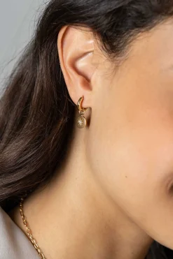 ZINZI zilveren oorbedels 14K geel verguld rond 10mm zon witte zirconia ZICH1994G (zonder oorringen)