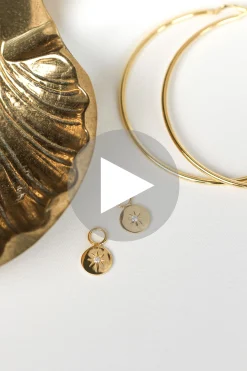 ZINZI zilveren oorbedels 14K geel verguld rond 10mm zon witte zirconia ZICH1994G (zonder oorringen)