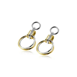 ZINZI zilveren oorbedels bicolor ringetjes 10mm rond ZICH2059 (zonder oorringen)