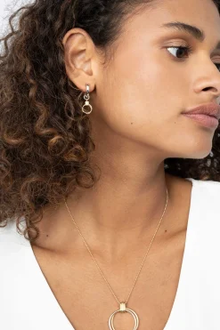 ZINZI zilveren oorbedels bicolor ringetjes 10mm rond ZICH2059 (zonder oorringen)