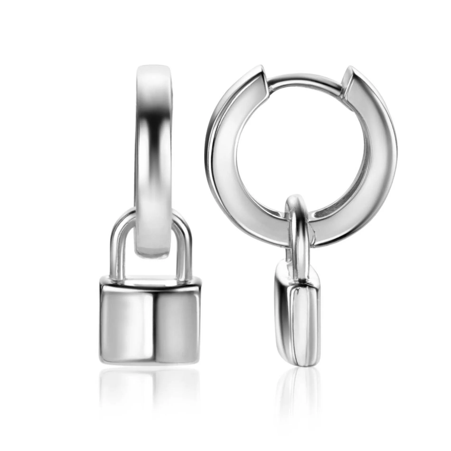 ZINZI zilveren oorbedels trendy slotje 13mm ZICH2353 (zonder oorringen)