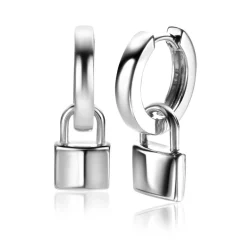 ZINZI zilveren oorbedels trendy slotje 13mm ZICH2353 (zonder oorringen)