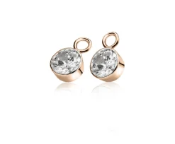 ZINZI zilveren oorbedels rosé verguld 7mm rond wit ZICH1486D (zonder oorringen)