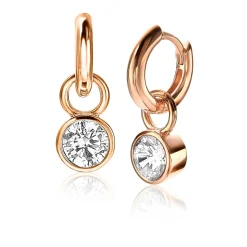 ZINZI zilveren oorbedels rosé verguld 7mm rond wit ZICH1486D (zonder oorringen)