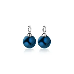 ZINZI zilveren oorbedels parel jeansblauw ZICH266B (zonder oorringen)