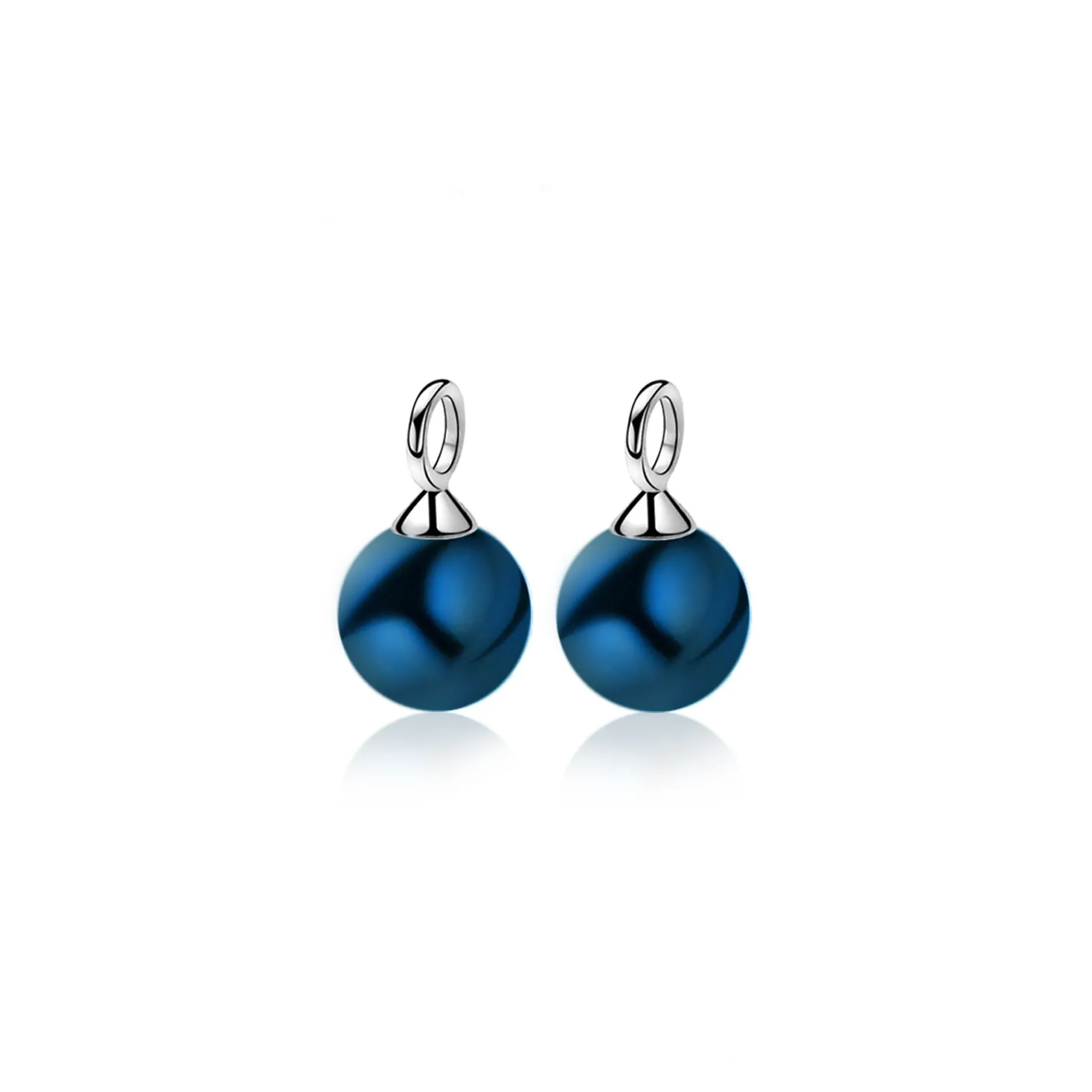 ZINZI zilveren oorbedels parel jeansblauw ZICH266B (zonder oorringen)