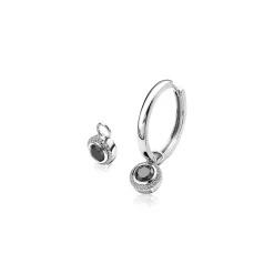 ZINZI zilveren oorbedels rond zwart 11mm ZICH1244Z (zonder oorringen)
