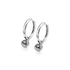 ZINZI zilveren oorbedels rond zwart 11mm ZICH1244Z (zonder oorringen)