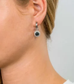 ZINZI zilveren oorbedels rond zwart 11mm ZICH1244Z (zonder oorringen)