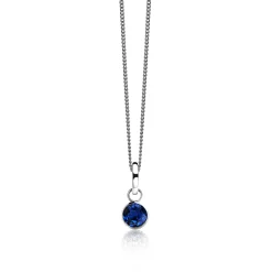 ZINZI zilveren oorbedels rond donkerblauw ZICH186DB (zonder oorringen)