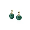 ZINZI zilveren oorbedels geel verguld parel rond groen 10mm ZICH266GG (zonder oorringen)