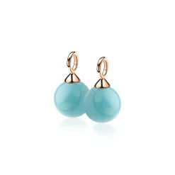 ZINZI zilveren oorbedels rosé verguld parel turquoise ZICH266TR (zonder oorringen)
