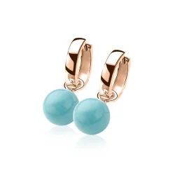 ZINZI zilveren oorbedels rosé verguld parel turquoise ZICH266TR (zonder oorringen)
