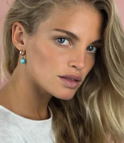 ZINZI zilveren oorbedels rosé verguld parel turquoise ZICH266TR (zonder oorringen)