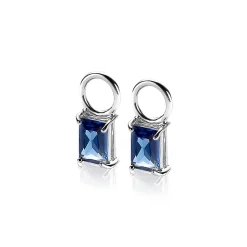 ZINZI zilveren oorbedels 12mm rechthoek donkerblauw ZICH2021DB (zonder oorringen)