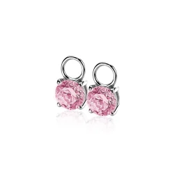 ZINZI zilveren oorbedels rond roze ZICH1300R (zonder oorringen)