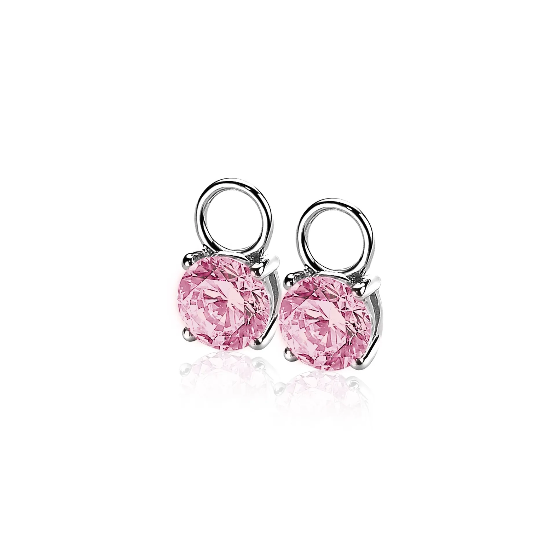 ZINZI zilveren oorbedels rond roze ZICH1300R (zonder oorringen)