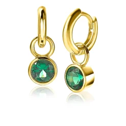 ZINZI zilveren oorbedels geelverguld 7mm rond groen ZICH1486GG (zonder oorringen)
