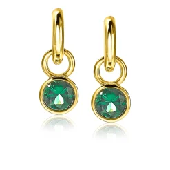 ZINZI zilveren oorbedels geelverguld 7mm rond groen ZICH1486GG (zonder oorringen)