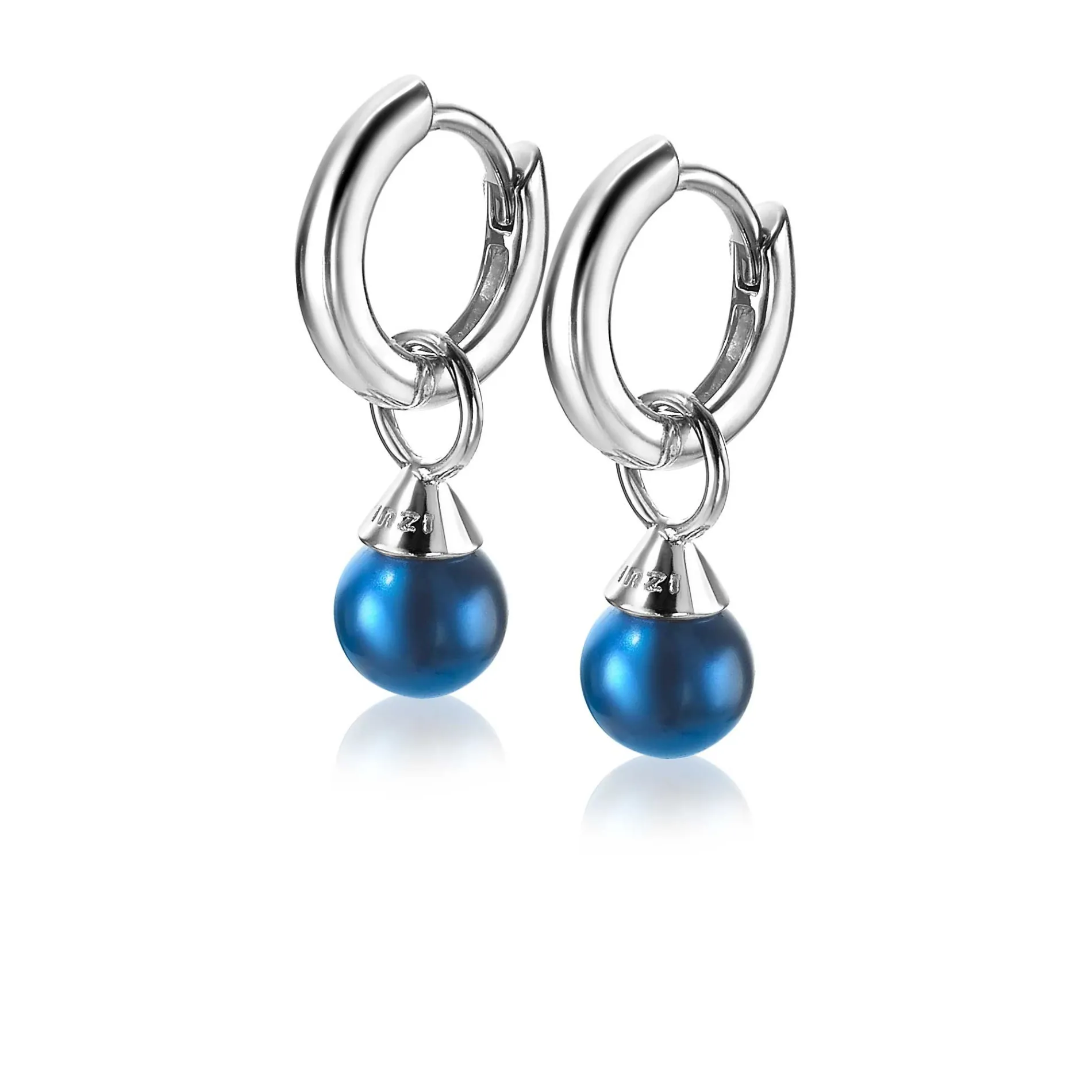 ZINZI zilveren oorbedels parels blauw 6mm ZICH1749B (zonder oorringen)