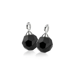 ZINZI zilveren oorbedels zwarte bead ZICH266Z (zonder oorringen)