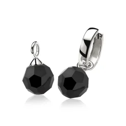 ZINZI zilveren oorbedels zwarte bead ZICH266Z (zonder oorringen)