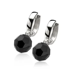 ZINZI zilveren oorbedels zwarte bead ZICH266Z (zonder oorringen)