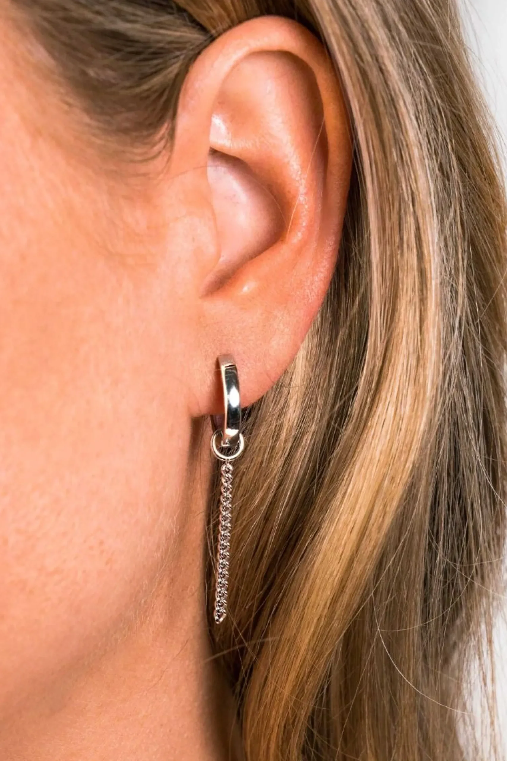 ZINZI zilveren oorbedels gourmet ketting 30mm ZICH1694 (zonder oorringen)