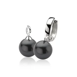 ZINZI zilveren oorbedels parel zwart 12mm ZICH305Z (zonder oorringen)